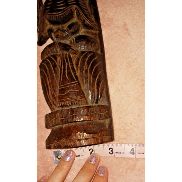 Hand Carved Statue 13 inch Sculpture Buddhist Thai Deity Figurine Vintage - Picture 3 of 6